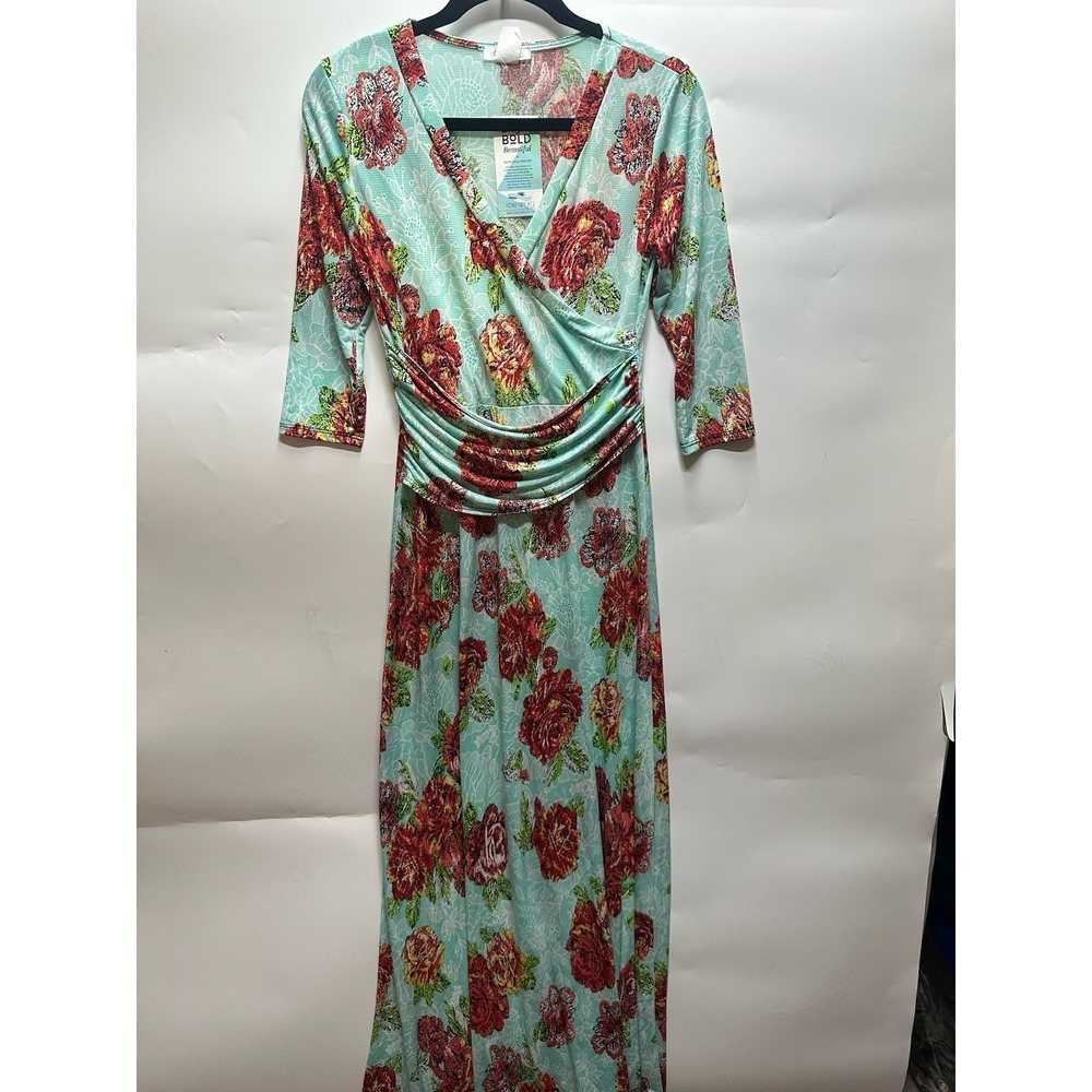 Honey & Lace Floral wrap Fit & Flare Maxi Dress Womens Size Small Cottage Dress